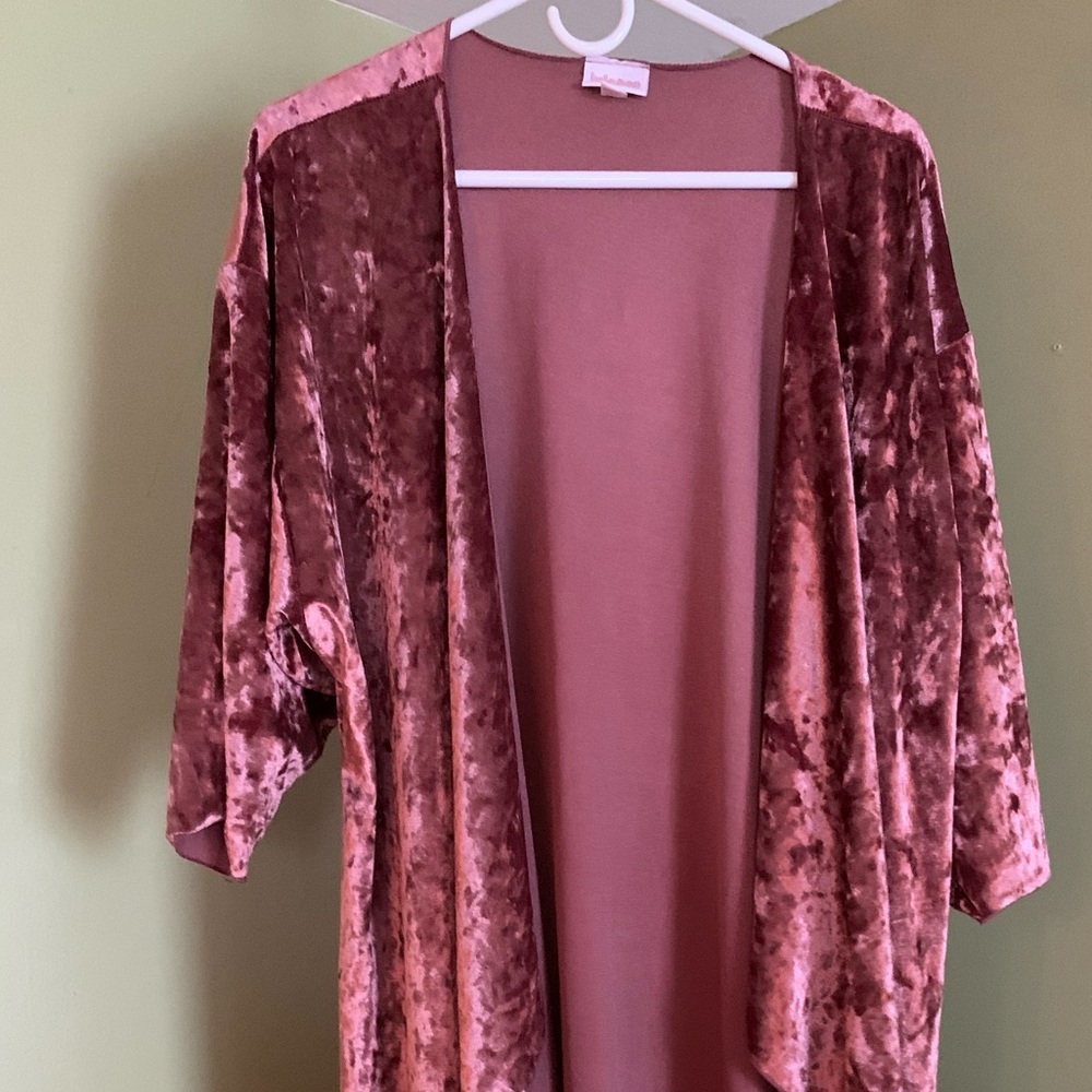 Shirley lularoe pink crushed velvet cardigan